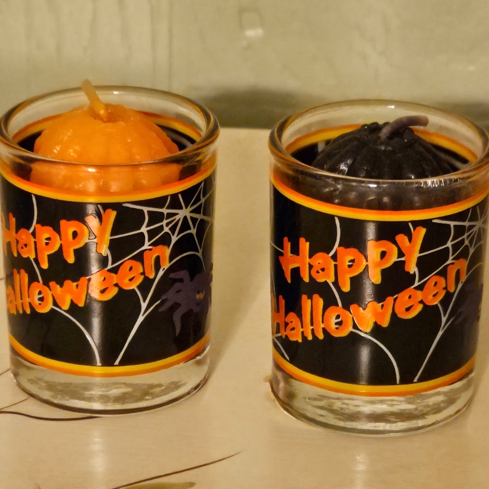 4 Vintage 1990s Halloween Votives With Candles - Picture 2 of 12